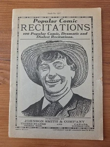 VINTAGE JOHNSON SMITH POPULAR COMIC RECITATIONS NOVELTY BOOK - Picture 1 of 2