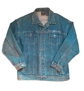 Vintage Y2K Roca Wear Blue Denim Embroidered Jean Jacket Men's Size: XL - Picture 1 of 8