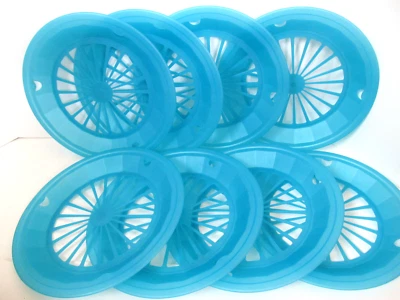 Lote de 8 suportes para pratos de papel plástico bandeja azul piquenique acampamento almoço jantar vintage D - Imagem 1 de 4