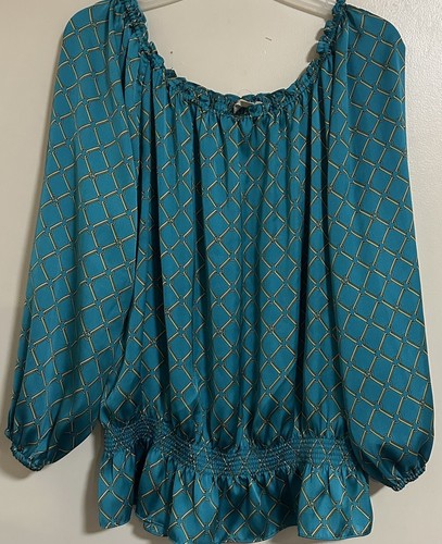 Maglia catena Michael Kors blu acqua oro donna taglia XL manica lunga usata