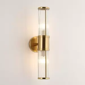 Glass Rods Wall Light Fixture Indoor Brass Bathroom Vanity Lights beside Mirror - Picture 1 of 7