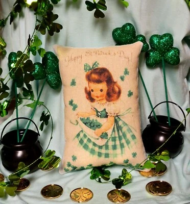 Primitive Farmhouse ST. Patricks Day  Bowl Fillers Tuck Pillow Peg/Door Hanger  - Image 1 of 2