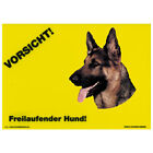Warnschild "Vorsicht freilaufender Hund" Leonberger Gr. 28x20 cm, gelb