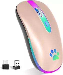 KBCASE Mouse Wireless Ricaricabile,Bluetooth Mouse Senza Fili 2,4 GHz con Mini R - Foto 1 di 9