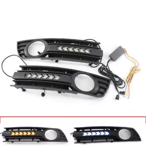 2 pezzi griglia rete copertura fendinebbia LED fluente segnale di svolta lampada DRL per AUDI A4 B6 - Foto 1 di 11