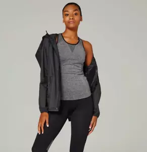 Ivy Park Seamless Stretch Active Racer Tank Top Heather Gray Yoga Athleisure S M - Picture 1 of 12