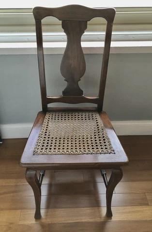 ANTIQUE CANE SEAT & MAHOGANY ACCENT CHAIR Cover