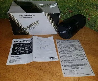 Promaster Spectrum 7 Lens Zoom Af100- 300mm F5.6-6.7 Autofocus Box booklet 1995 - Image 1 of 4