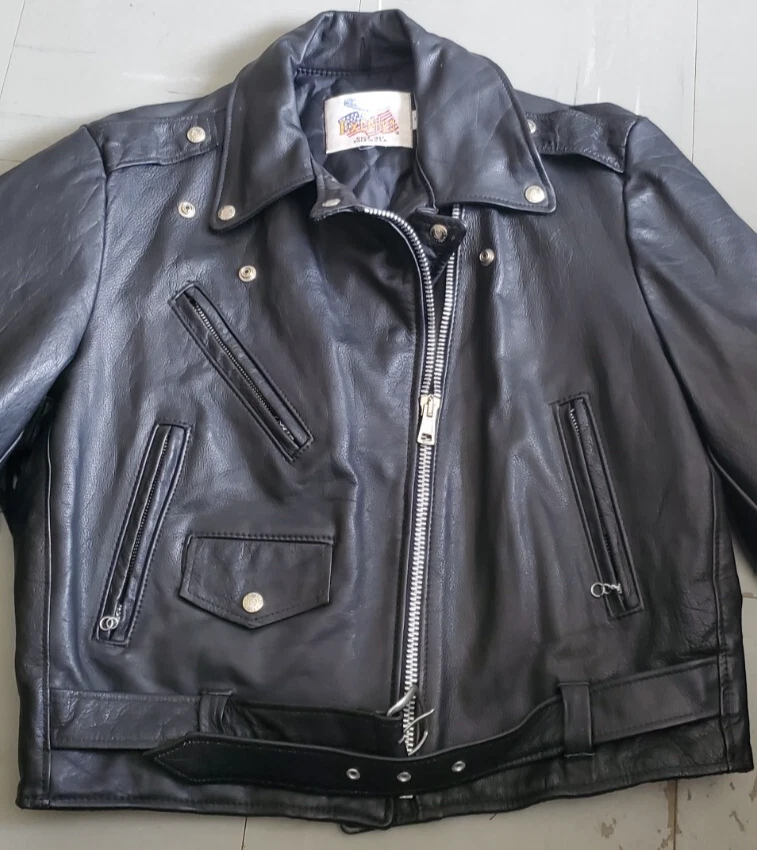 Vintage EXCELLED Fringed Mens Black Leather Motorcycle Jacket Size-S - Image 1 of 4