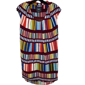 MAEVE BY ANTHROPOLOGIE WOMEN'S COLORFUL GRAPHIC STRIPE CREPE DRESS SZ 2 - Picture 1 of 3