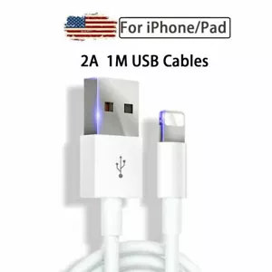 USB Charger Charge Cable 1M 2A for Apple iPod iPad iPhone 6 7 8 X XS XR Plus - Picture 1 of 9