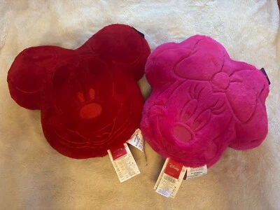 DISNEY Mickey Minnie Pillows -SOFT PLUSH- Christmas Decor - Pillows Set of 2 NEW - Image 1 of 4