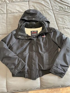 Hollister California ALL-WEATHER Women's Jacket Medium Black Hooded - Picture 1 of 7