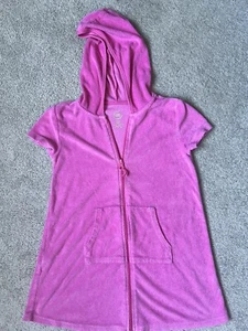 Wonder Nation Girls Size S(6-6X) Pink Full Zip Hooded Swimwear Cover Up Pockets - Picture 1 of 6