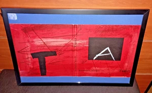 TAPIES GENUINE AUTHENTIC 🎨 Original 1976 Antoni Tàpies Lithograph 11x17 Framed - Picture 1 of 17