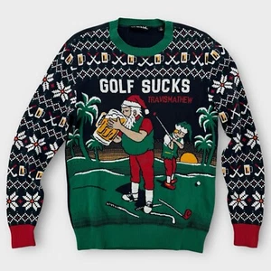 Travis Mathew Christmas Sweater Mens Small Ugly Golf Sucks Sweatshirt Cotton NEW - Picture 1 of 7