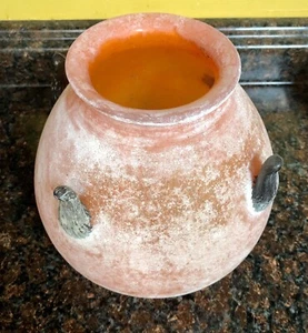 Jarrón naranja de vidrio artístico estilo Imperio Romano antiguo renacimiento etrusco Rumania - Imagen 1 de 8