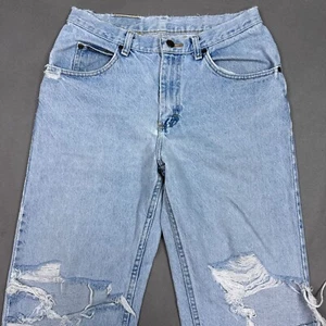 Lee Jeans Mens 31x32 Blue Denim Pants Faded Light Washed Out Whiskering Workwear - Picture 1 of 19