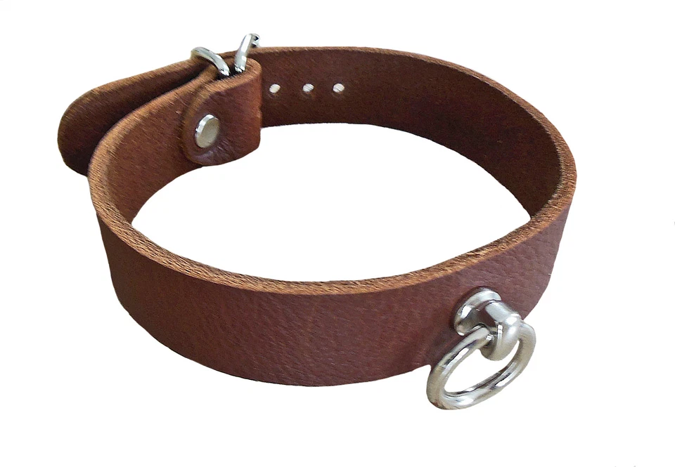 Edles Terginum BDSM Echt Leder Halsband der O Ring gothic Fetish braun neu - Bild 1 von 1