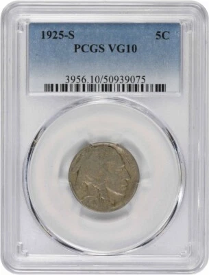 1925-S Buffalo Nickel VG10 PCGS - Image 1 of 2