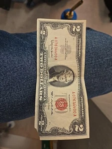 1963 Series $2 Two Dollar Bill Red Seal Federal Reserve Note - Picture 1 of 2