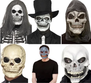 Adults Halloween Skeleton Mask Mens Ladies Fancy Dress Accessory - Picture 1 of 7