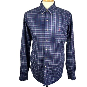 Ralph Lauren Men's Blue Plaid Button Down Collar Long Sleeve Button Up Size XL - Picture 1 of 24