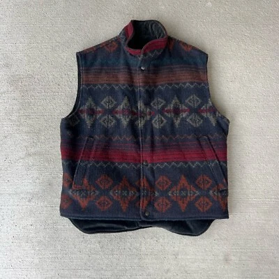 Vintage Woolrich Reversible Vest Men’s Medium Nordic Navajo Pattern USA wool - Image 1 of 4
