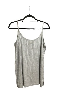 Vince квадратный блестками Майка Cami серебро женский размер большой спагетти ремни - Изображение 1 из 4