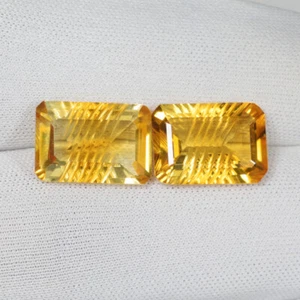 11.10 Cts Good Color Natural Orange Citrine Fancy Octagon Pair..!! - Picture 1 of 2