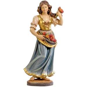 Blumenmädchen, Trachtenskulptur, Holzgeschnitzte Figur Frau - Bild 1 von 1