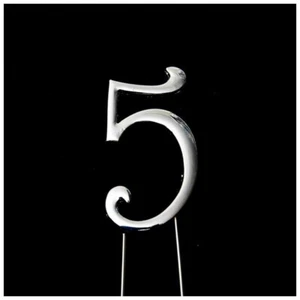 SILVER Cake Topper (7cm) - NUMBER 5 - Picture 1 of 2