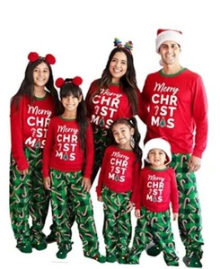 Kids' 2 Piece Christmas Pajamas, Fleece XLarge (ADULT) Adult Candy Cane - Picture 1 of 7
