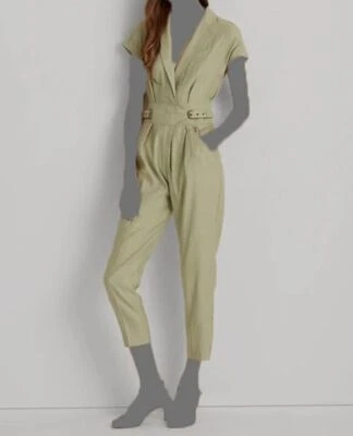 $245 Ralph Lauren женщин зеленый карман v-образным вырезом короткий рукав комбинезон размер 6 - Изображение 1 из 2