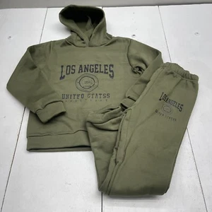 Olive Green Los Angeles Hoodie And Jogger Outfit Set Youth Kids Size 140 10Y - Picture 1 of 10