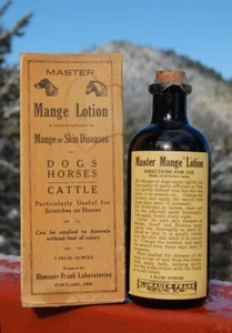 Antique VETERINARY bottle ALL ORIGINAL Portland OREGON w/full LABEL in BOX - Picture 1 of 4