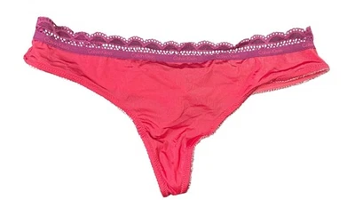 Tanga Calvin Klein Mujer Mediana Rosa Púrpura Encaje Logo Cintura Ropa Interior Bragas Foto 1 de 3