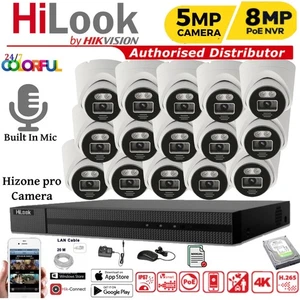 KIT DE SISTEMA DE CÁMARA DE AUDIO EXTERIOR 16 CANALES HIKVISION CCTV 8MP NVR 5MP COLORVU IP POE - Imagen 1 de 35