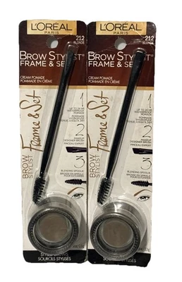 2 Pack Loreal Brow Stylist Frame & Set Cream Pomade 0.08 oz Sealed 212 Blonde #2 - Image 1 of 4