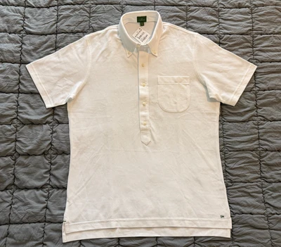 Sid Mashburn white 5 button popover pique knit button down polo shirt M mens NEW - Image 1 of 4