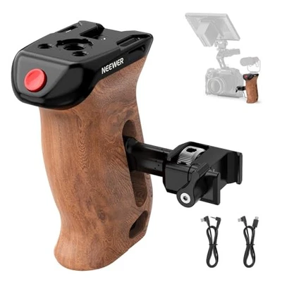 NEEWER Wooden Side Handle/Hand Grip with Record Start/Stop Remote Trigger, 1/4" - Image 1 of 4