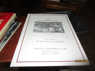 Programa de banquetes de béisbol 1991 Cal Ripken Baltimore Orioles Jugador del año Foto 1 de 4