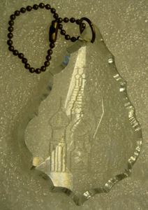 Vintage Laser Glass Pendant. Ukrainian Greek Catholic cathedral image,1960-s, - Picture 1 of 3