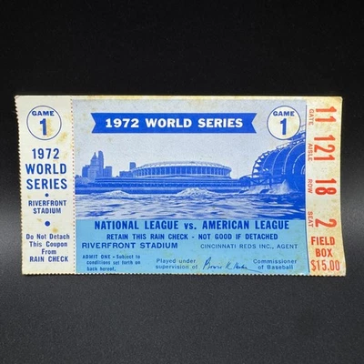 Boleto del Juego 1 Serie Mundial 1972, Cincinnati Reds vs. Oakland A's, Pete Rose Foto 1 de 2