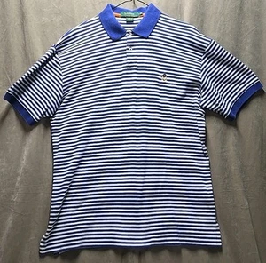 Vintage Polo Ralph Lauren Shirt Mens M White Blue Striped Crest Logo Rugby Y2K - Picture 1 of 5