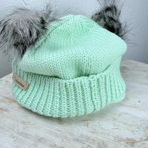 Columbia Youth Snow Problem II Beanie New Teal With Fur Bear Ears - Picture 1 of 5