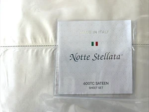 Notte Stellata~QUEEN Sheet Set~600 TC~100% COTTON Sateen~Ivory~Made in ITALY~NWT - Picture 1 of 8