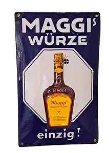 Originales altes Emailleschild Maggi Würze einzig! Werbeschild um 1920 - Bild 1 von 8