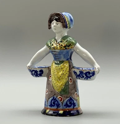 Rare 19th-Century French Polychrome Faience Delft Double Salt Cellar Saleron - image 1 of 4