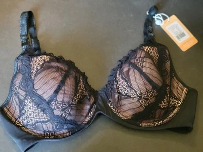 Cake Maternity 38E Truffles Nursing Bra Breastfeeding Bra  NWT Black Lace On Tan - Image 1 of 4